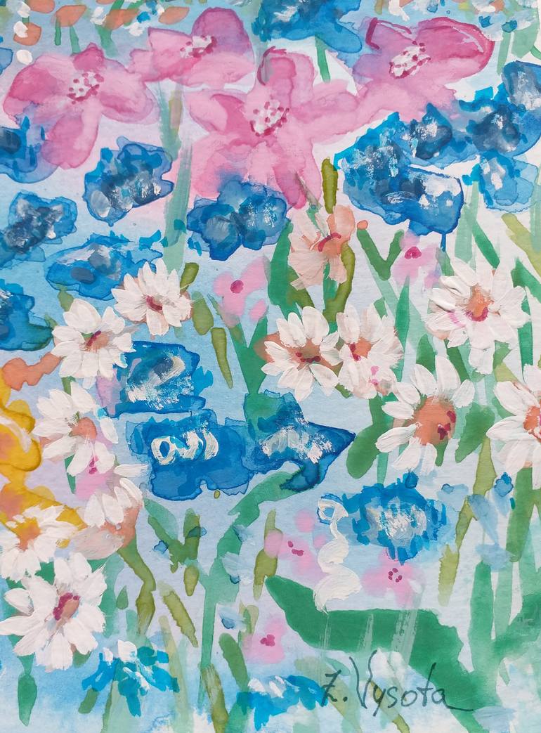 Original Art Deco Floral Painting by Zinaida Vysota Dacenko