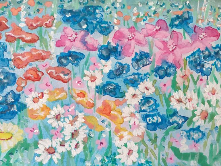 Original Art Deco Floral Painting by Zinaida Vysota Dacenko