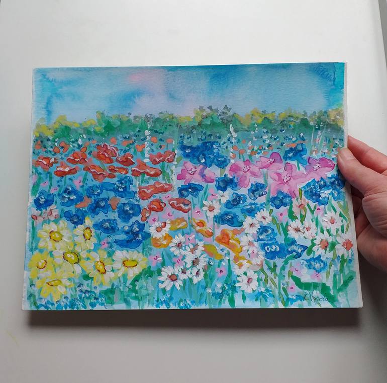 Original Art Deco Floral Painting by Zinaida Vysota Dacenko