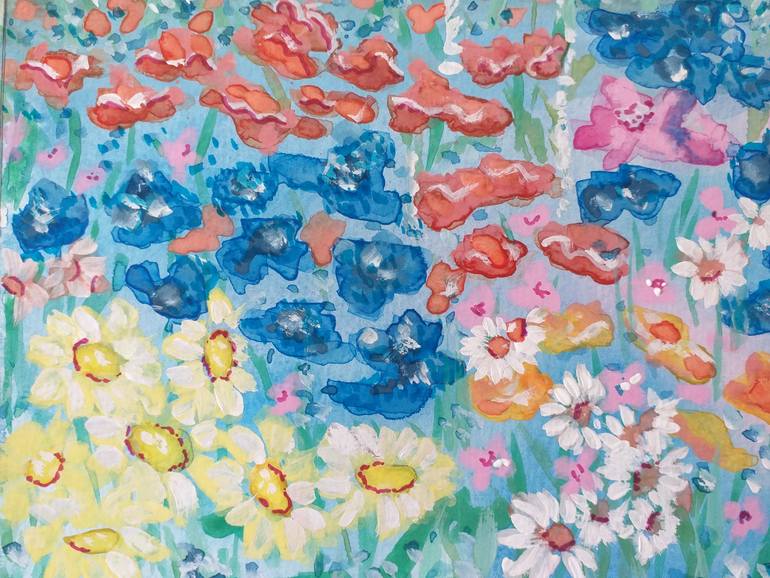 Original Art Deco Floral Painting by Zinaida Vysota Dacenko