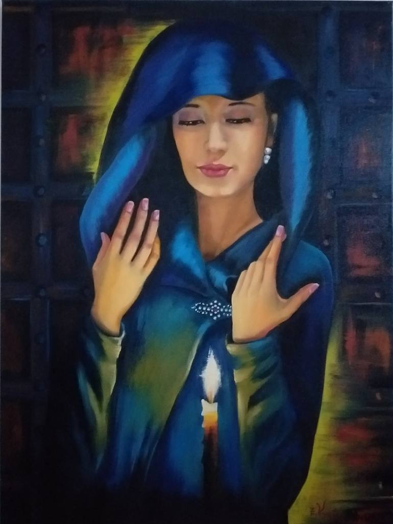 Original Women Painting by Zinaida Vysota Dacenko | Figurative Art on Canvas | The mystery of the night.