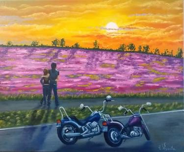 Print of Motorbike Paintings by Zinaida Vysota Dacenko