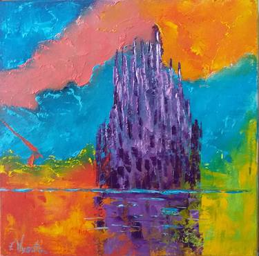 Original Abstract Expressionism Cities Paintings by Zinaida Vysota Dacenko