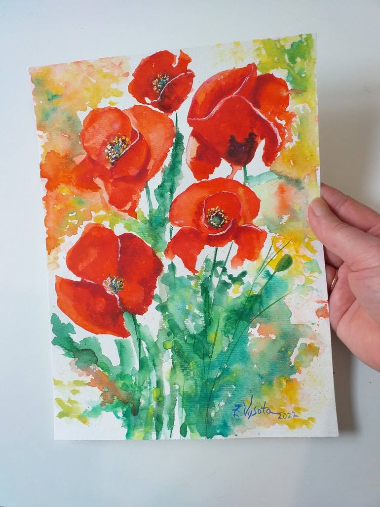 Original Abstract Expressionism Floral Painting by Zinaida Vysota Dacenko
