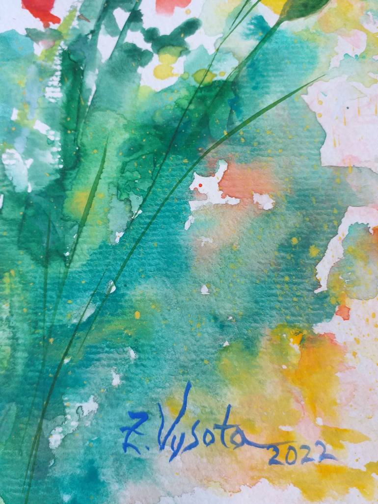Original Abstract Expressionism Floral Painting by Zinaida Vysota Dacenko