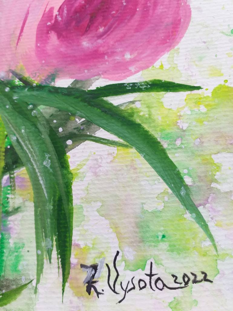 Original Art Deco Floral Painting by Zinaida Vysota Dacenko