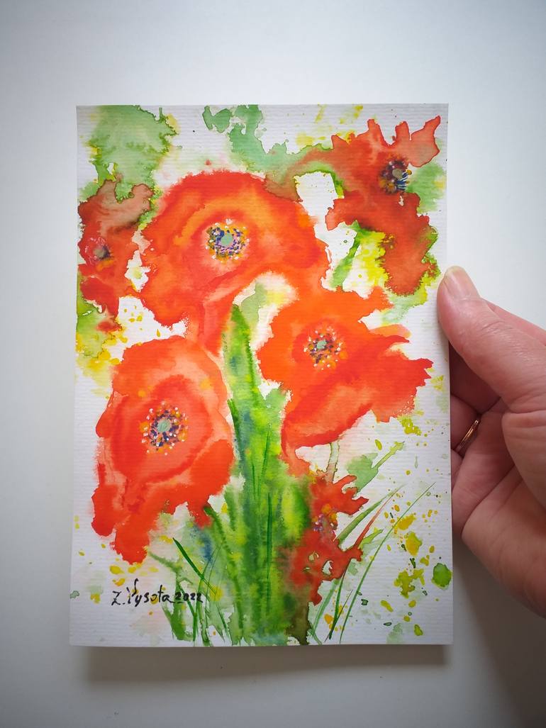Original Art Deco Floral Painting by Zinaida Vysota Dacenko