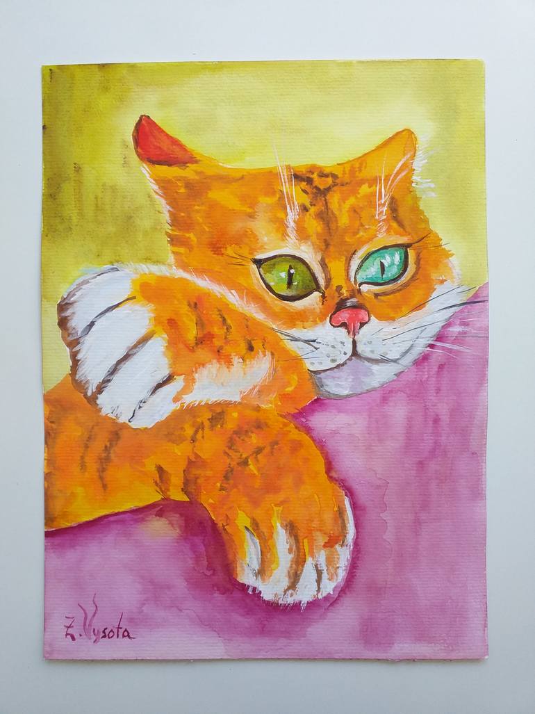 Original Art Deco Animal Painting by Zinaida Vysota Dacenko