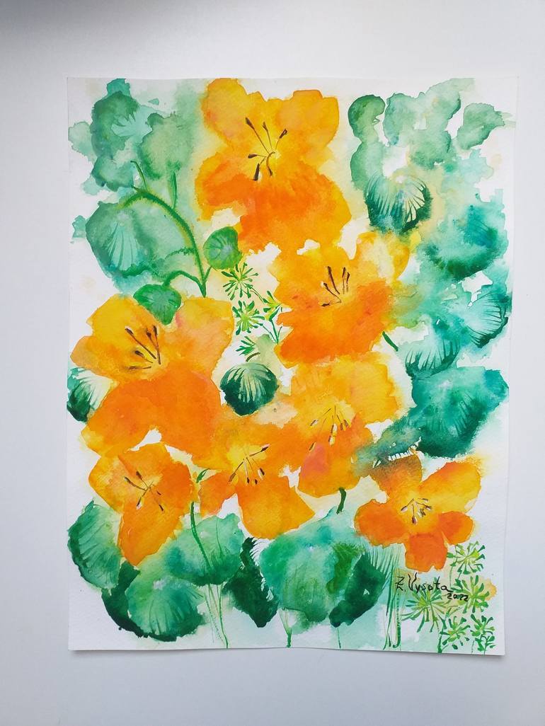 Original Art Deco Floral Painting by Zinaida Vysota Dacenko