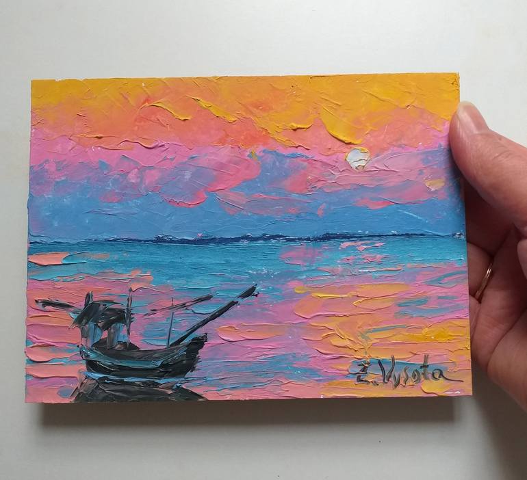 Original Abstract Expressionism Seascape Painting by Zinaida Vysota Dacenko