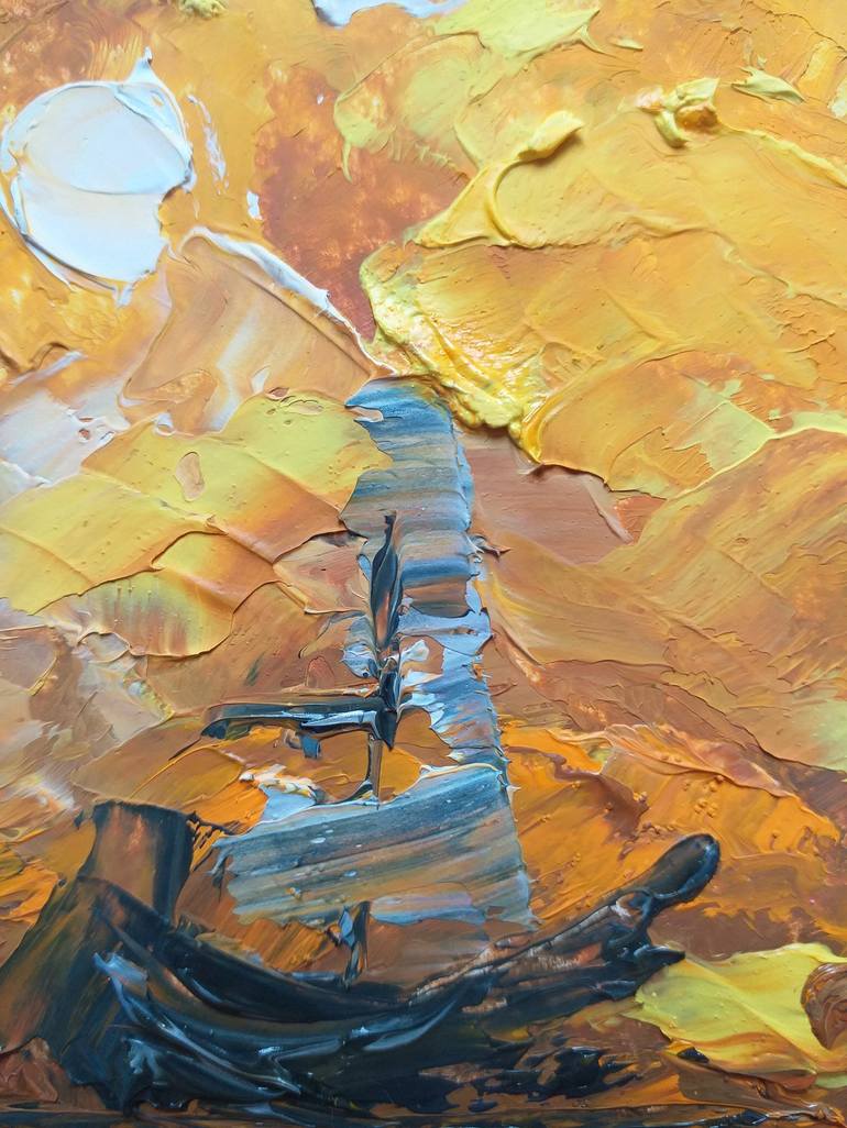 Original Abstract Expressionism Sailboat Painting by Zinaida Vysota Dacenko