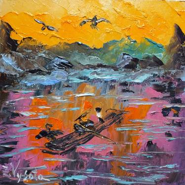 Print of Expressionism Seascape Paintings by Zinaida Vysota Dacenko
