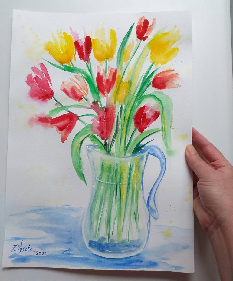 Original Floral Painting by Zinaida Vysota Dacenko