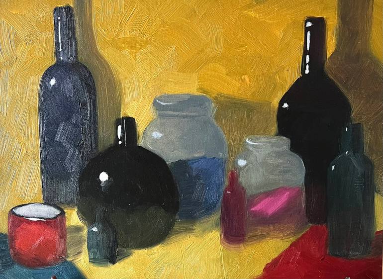 Still life with bottles Painting by Lana Krainova | Saatchi Art