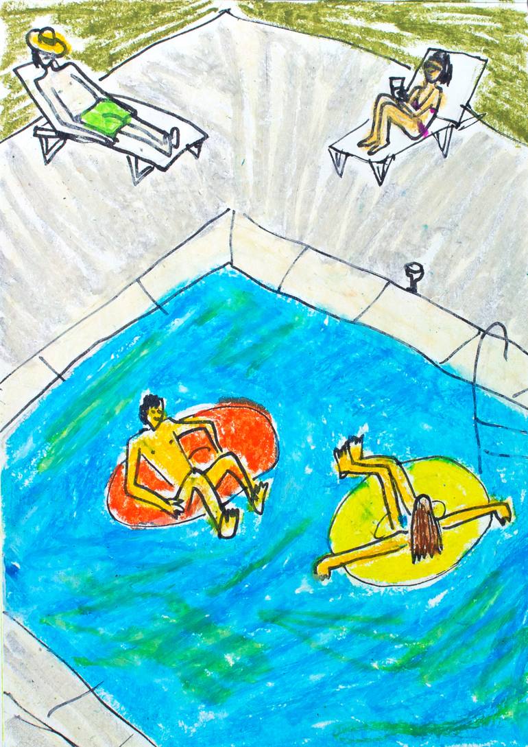 Pool party Drawing by Lana Krainova Saatchi Art