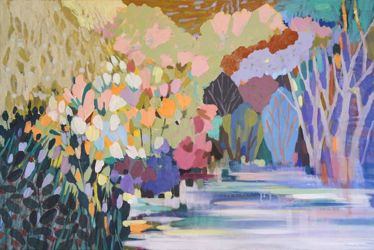 Original Landscape Painting by Shina Choi | Abstract Art on Canvas | Secret Lake in the Woods