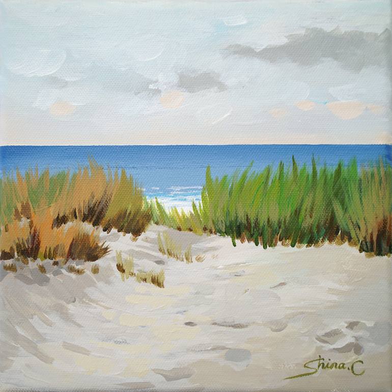 White Sand Beach Way Painting By Shina Choi Saatchi Art - How To Paint A Sandy Beach