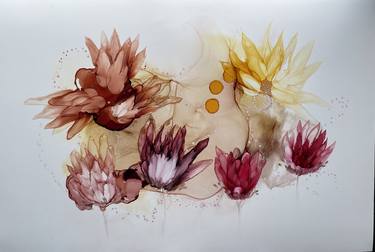 Autumn splendour, floral abstract art in fall colours. thumb