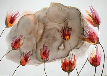 Original Abstract Floral Paintings by Melanie Smolenaars