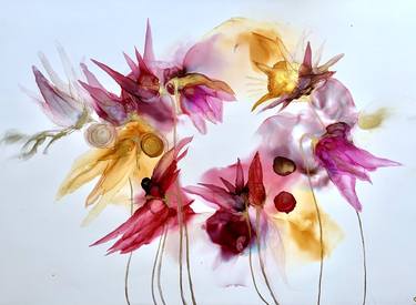 Original Abstract Floral Paintings by Melanie Smolenaars