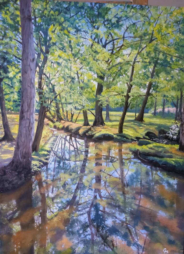 New Forest Pond Painting by Corinne Middlemiss | Saatchi Art