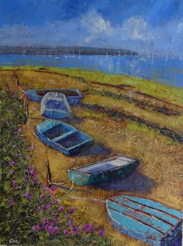 Original Modern Boat Paintings by Corinne Middlemiss
