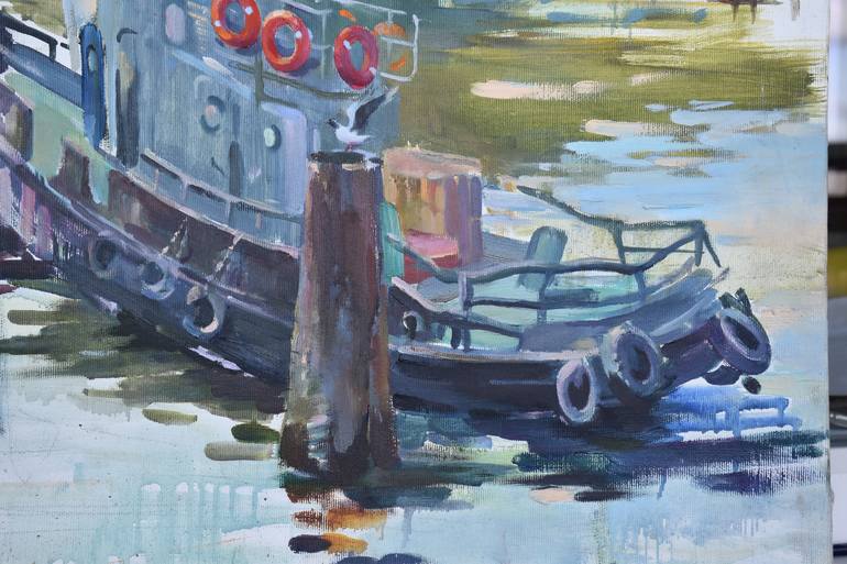 Original Expressionism Boat Painting by Aliia Giliazova