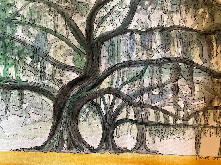 Original Impressionism Tree Painting by Kristi Cavett Jones