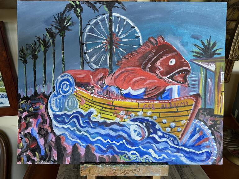 Original Impressionism Boat Painting by Kristi Cavett Jones