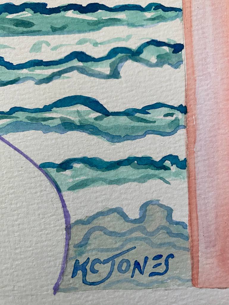 Original Illustration Beach Painting by Kristi Cavett Jones