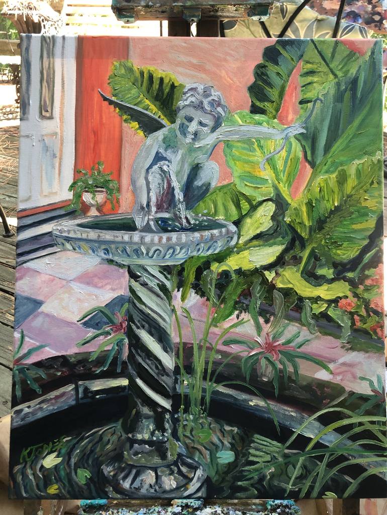 Original Impressionism Garden Painting by Kristi Cavett Jones