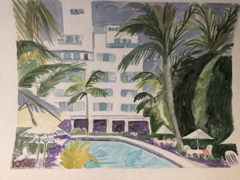 Original Art Deco Architecture Painting by Kristi Cavett Jones