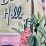 This is my 6th painting of this fabulous hotel! These hotel paintings are very popular! I created this one in watercolor. The fabulous shade of the lettering is prominent as well as the tropical foliage. Pink and purple colors are added to the architectural gem!
This watercolor, measuring 11 x 14 inches, is painted on professional watercolor paper. An artist statement and biography is included.