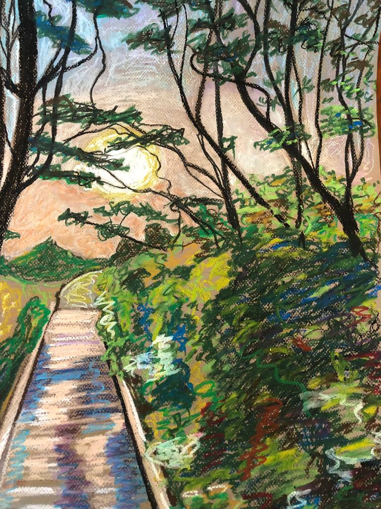 Original Impressionism Landscape Drawing by Kristi Cavett Jones