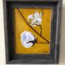 Oil painting of two cotton bolls! This painting is a series of cotton boll still life paintings I am creating. Painting comes framed in a weathered, wood, primitive frame. Artist biography and statement is included.