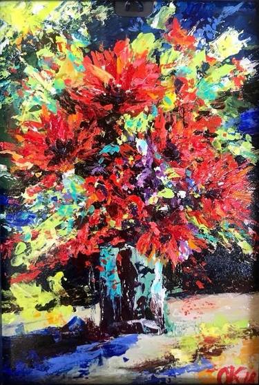 Flowers In A Glass Vase No 3 Miniature Painting By Olga Karlson