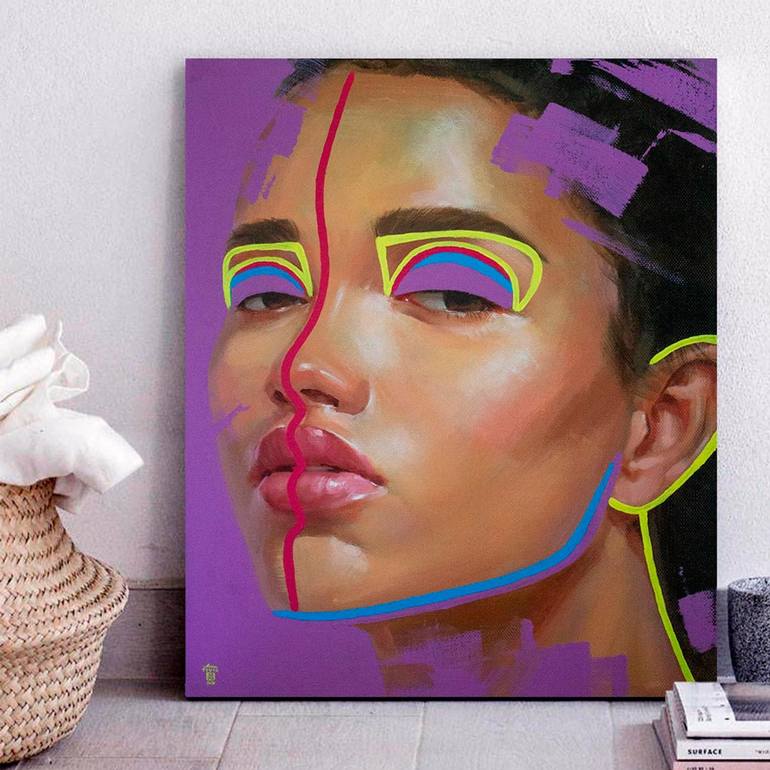 Original Abstract Portrait Painting by Anna Tivik