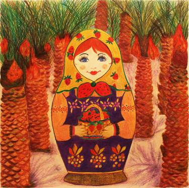 Matryoshka Klubnichka / Color pencils on paper / 26x26 cm / 2018 thumb