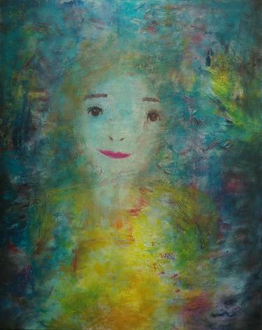 girl portrait Teal blue yellow thumb