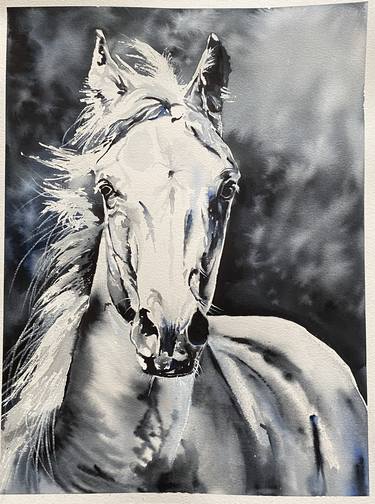 Original Figurative Horse Paintings by Anna Vecherskaia