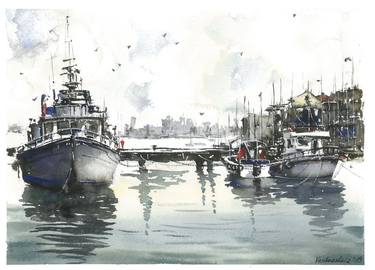Original Boat Paintings by Anna Vecherskaia