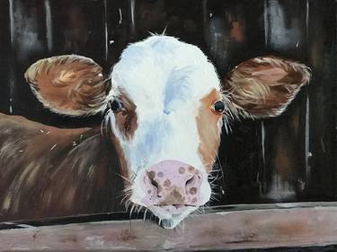 Cow, original oil painting thumb