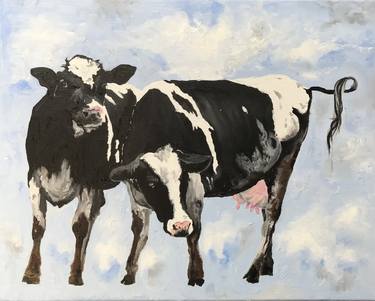Print of Cows Paintings by Anna Vecherskaia