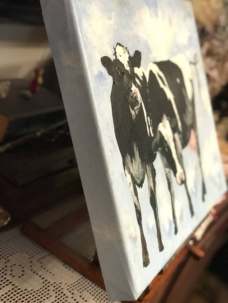 Original Art Deco Cows Painting by Anna Vecherskaia