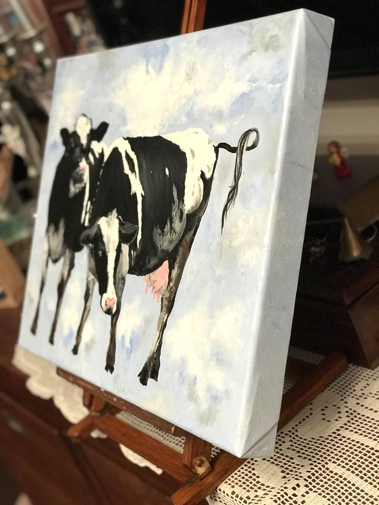 Original Cows Painting by Anna Vecherskaia