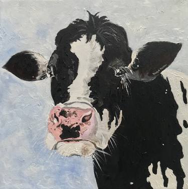 Original Art Deco Cows Paintings by Anna Vecherskaia