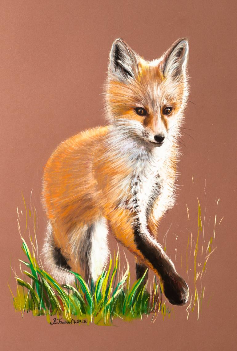 Little Red Fox Drawing By Viktoria Gaman Saatchi Art