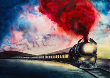 Original Train Paintings by Viktoria Gaman