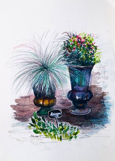 Original Impressionism Botanic Drawings by Viktoria Gaman