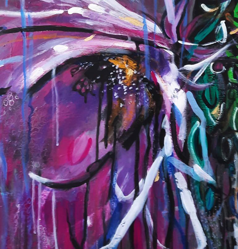 Original Abstract Expressionism Floral Painting by Romaya Puchman